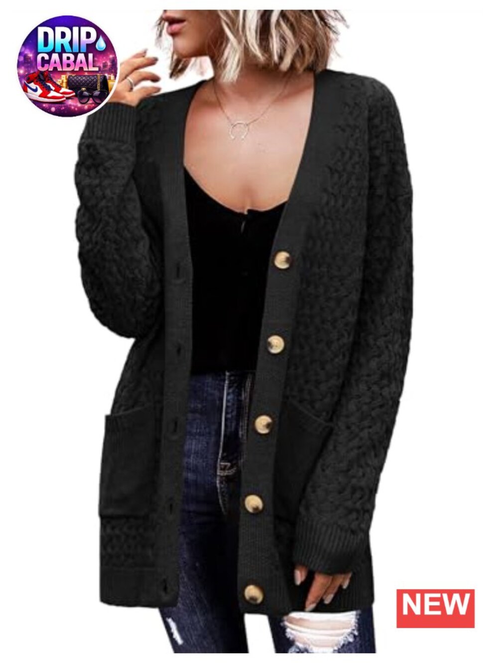 Zeagoo Women Long Sleeve Cable Knit Cardigan Button Down Acrylic Sweater